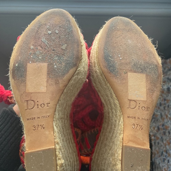 Vintage Dior Tahiti Gladiator Espadrille Sandals Orange Red Pre-Owned 37 1/2 - Picture 9 of 16